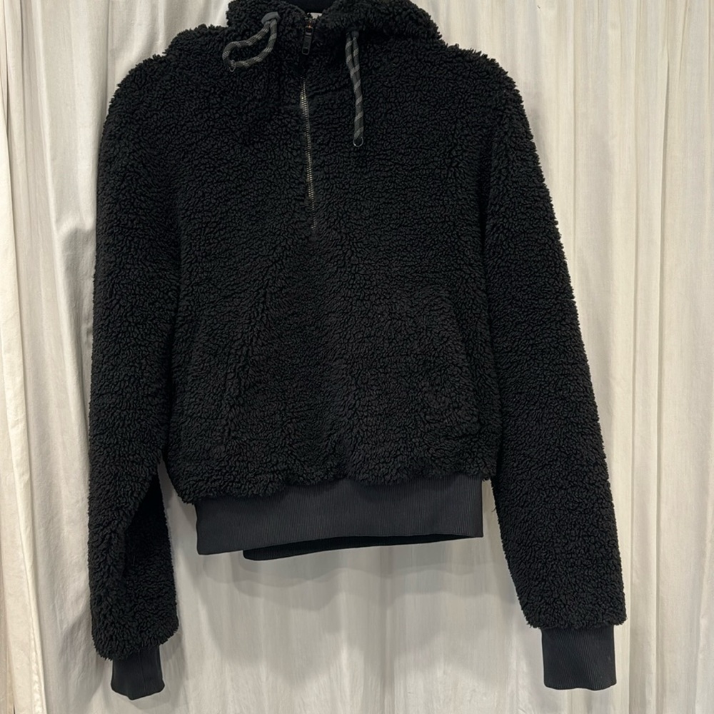 LULULEMON Womens Scuba Oversized Sherpa Half-Zip Hoodie Black - Small 4/6